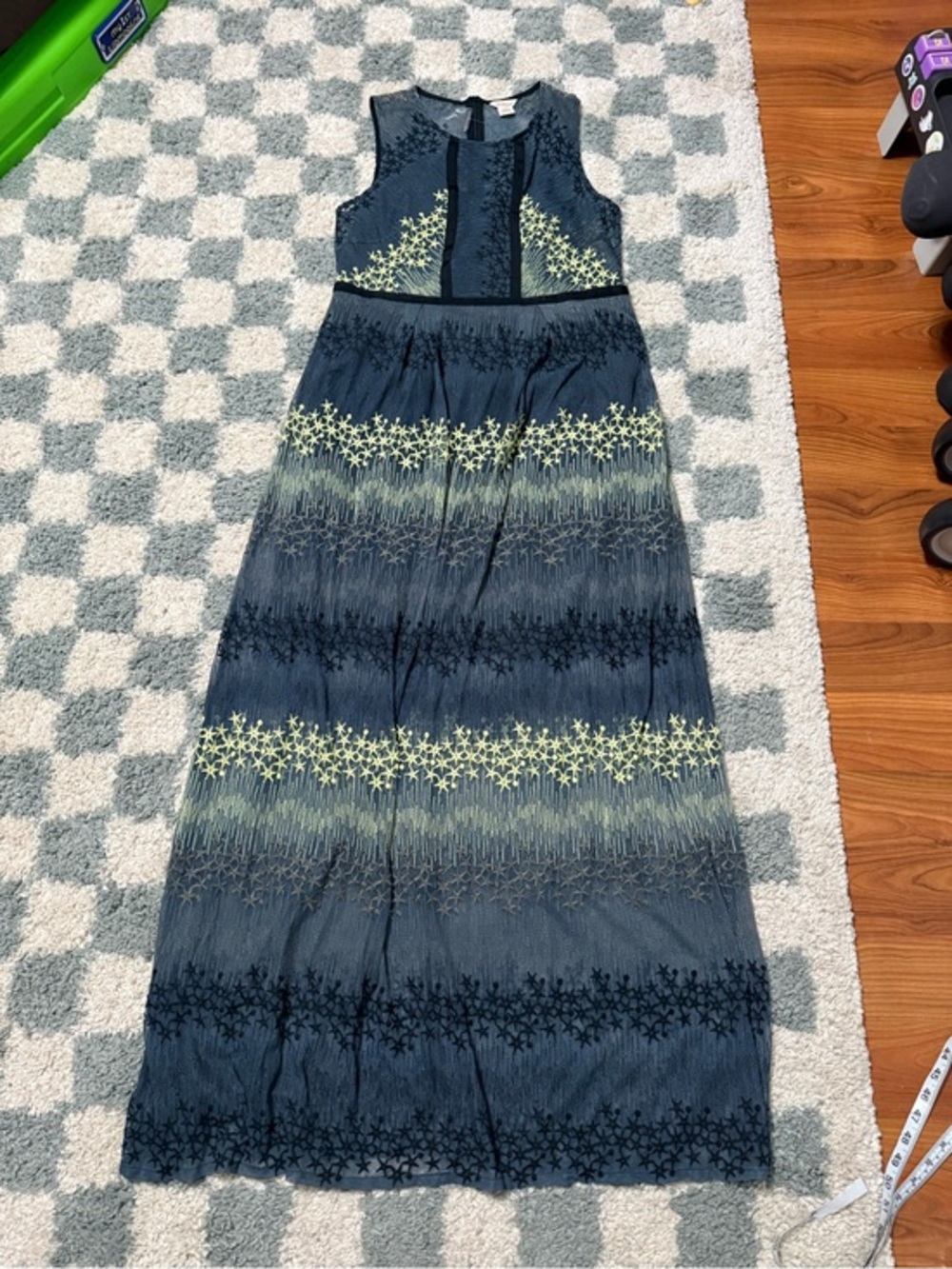 Sundance Moonlit Meadows Maxi Dress Embroidery Whimsical Blue & Yellow nwot 10